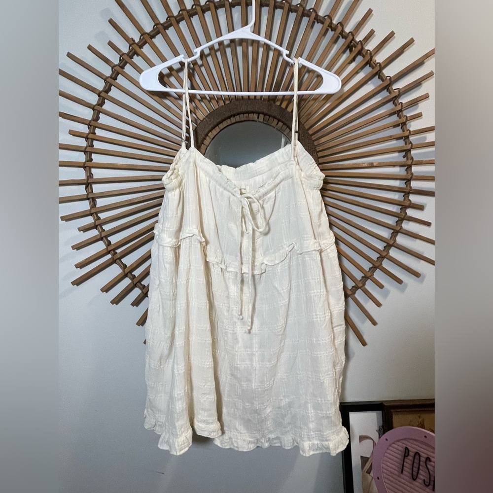 Urban Outfitters Cream Ruffle Romper Cotton Cottagecore Festival Farmers Daughtr - Picture 3 of 13